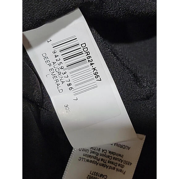 Dress the Population Audrina Deep Emerald Plissé Size L Maxi Gown NEW #CB3 - Picture 9 of 12